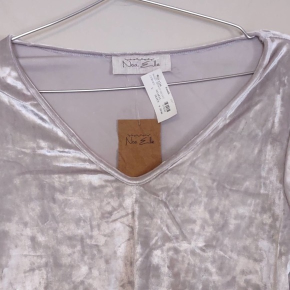 Noa Elle Holly Tie Front Crushed Velvet Top Large Silver Bell Sleeves - Picture 7 of 10
